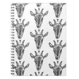 Ziegenportrait mit Heart Spiral Foto Notebook Notizblock