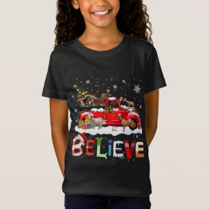 Ziegenreiten Red Truck Weihnachtsbaum glauben Sant T-Shirt