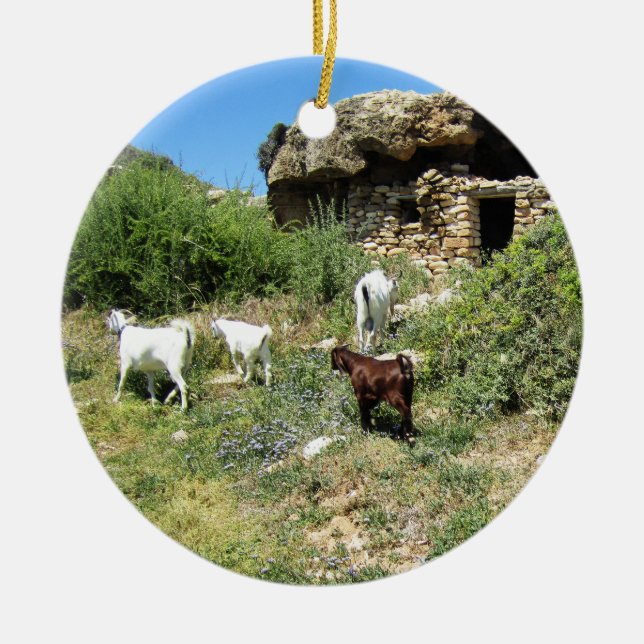 Ziegenrückzug Keramik Ornament (Vorne)