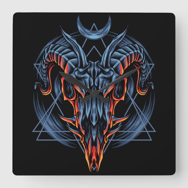 Ziegenschädel Quadratische Wanduhr (Vorderseite)