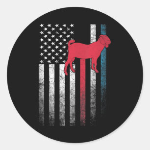 Ziegenschaf Bauer 4. Juli Amerikanische Flagge Runder Aufkleber