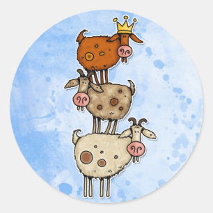 Ziegenstapel Runder Aufkleber