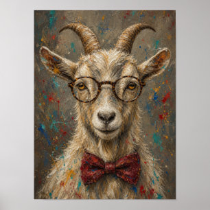 Ziegenwandkunst — Elegantes Ölmalerei-Porträt Poster