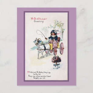 Ziegenzeichnung Buggy Vintage Geburtstag Postkarte