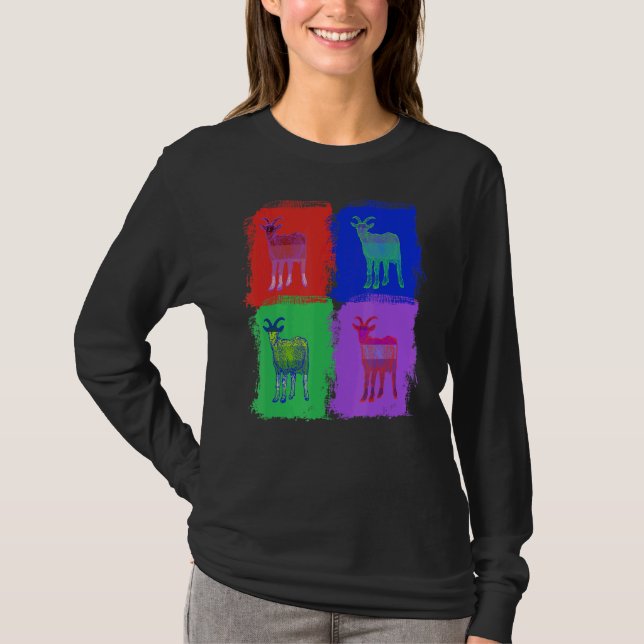 Ziegenziegen Pop Art T-Shirt (Vorderseite)