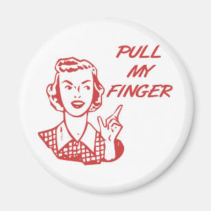Zieh an meinem Finger Retro-Hausfrau Rot Magnet