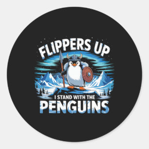Zieh mich auf, mit den Pinguinen lustige Trump Runder Aufkleber