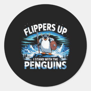 Zieh mich auf, mit den Pinguinen lustige Trump Runder Aufkleber