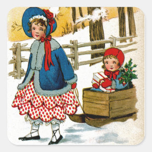 Ziehen des Schlittens Quadratischer Aufkleber