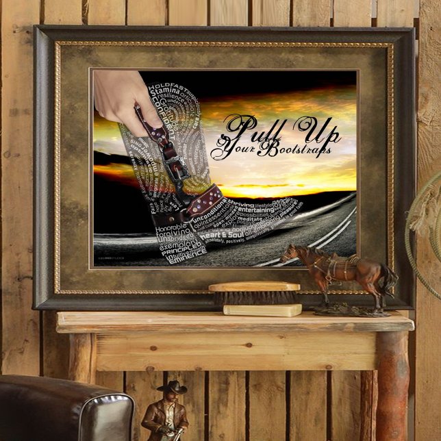 Ziehen Sie das Poster Ihrer Bootstraps hoch (Stay strong and keep pushing forward!  Bootstrap typography poster brings motivation to your space.)