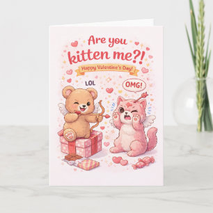 Ziehen Sie mich auf? Süße lustige Katze Valentinst Karte