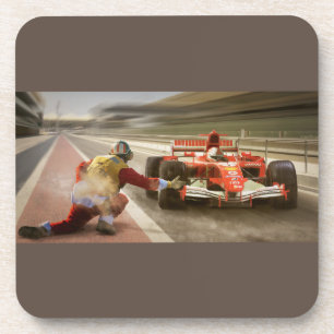 Ziehen Sie Racing-Untersetzer. Set von sechs Jahr Getränkeuntersetzer