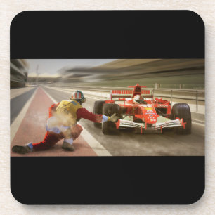 Ziehen Sie Racing-Untersetzer. Set von sechs Jahre Getränkeuntersetzer