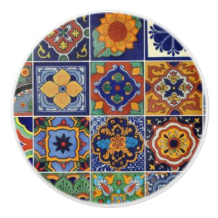 Ziehen Sie Talavera Tile Image Keramik Knoblauch Keramikknauf