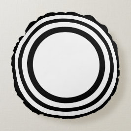 Ziel-Bullseye, Schwarz-Weiß-Rundkissen Rundes Kissen