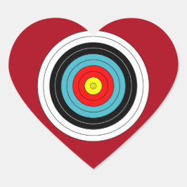 Ziel des SportBogenschießens im dunkelroten Herz Herz-Aufkleber