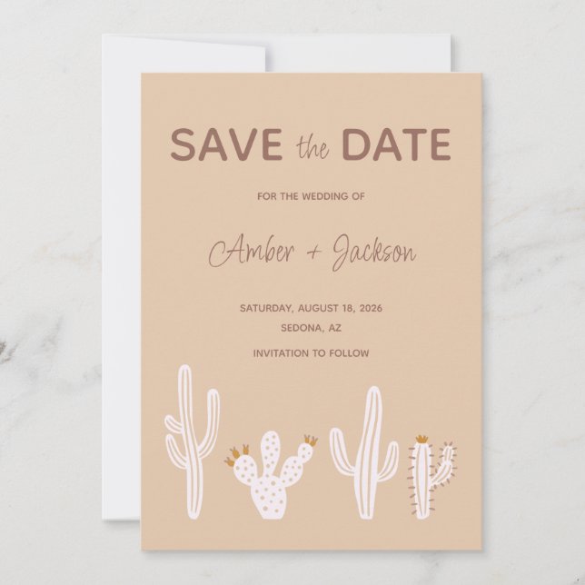 Ziel des Wüstenkaktus boho Western Save The Date (Vorderseite)