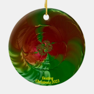 ZIEL ~ Glossy Red and Green Christmas 2023 Keramik Ornament