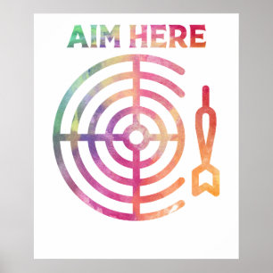 Ziel hier Dartspieler Bullseye Zielscheibe Schiess Poster