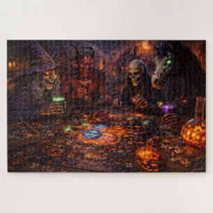 Ziel-nacht-aus-spuk-here-witch-und-skelett-fantasy Puzzle