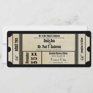 Ziel Old Hollywood Ticket Playbill Wedding Einladung