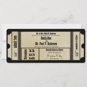 Ziel Old Hollywood Ticket Playbill Wedding Einladung