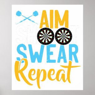 Ziel Schieß Fluch Wiederhole Dart T-Shirt Retro Vi Poster