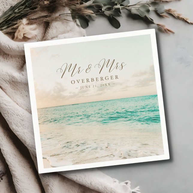 Ziel Sonnenuntergang Hochzeit Serviette (Destination Sunset Beach Wedding Reception Napkins)