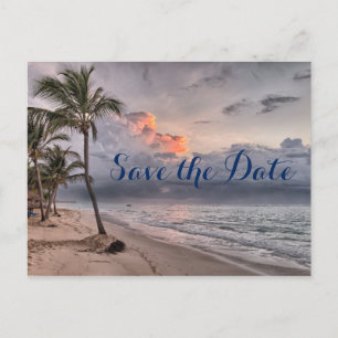 Ziel: Strandhochzeit am Ozean - Save-the-Date Ankündigungspostkarte