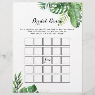 Ziel Tropical Greenery Bridal Bingo Spiel