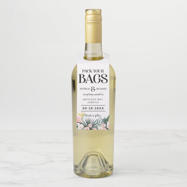 Ziel tropische Hochzeit speichern das Datum Flaschenanhänger (Auf Flasche)