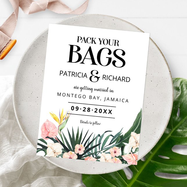 Ziel tropische Hochzeit speichern das Datum Postkarte (Von Creator hochgeladen)