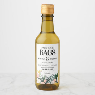 Ziel tropische Hochzeit speichern das Datum Weinetikett