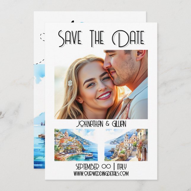 Ziel von Amalfi Save the Date Foto (Vorne/Hinten)