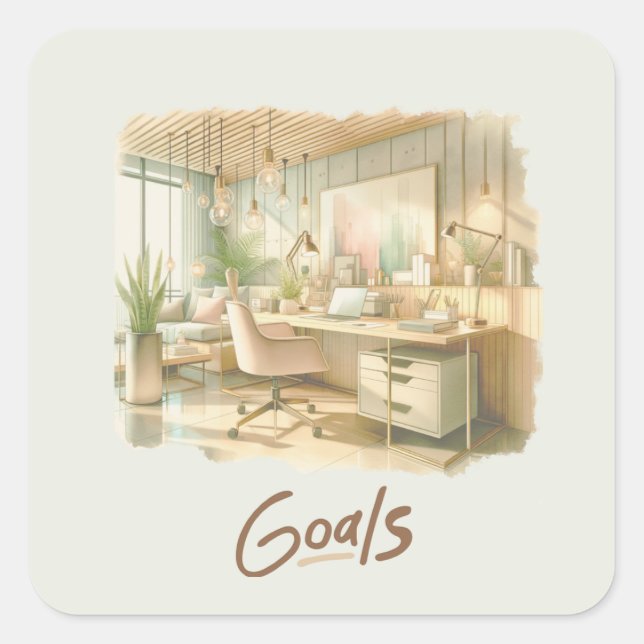 Zielaufkleber für Motivation Quadratischer Aufkleber (Vorderseite)