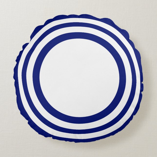 Zielbullseye, blauweißes Rundkissen Rundes Kissen (Vorderseite)