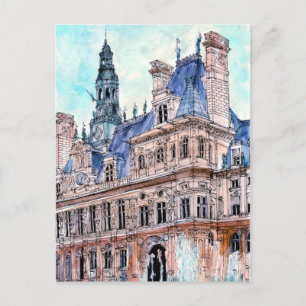 Ziele Aquarell Rustikales Rathaus Postkarte