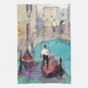 Ziele Aquarell Venedig Gondelfahrt Küchentuch