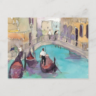 Ziele Aquarell Venedig Gondelfahrt Postkarte