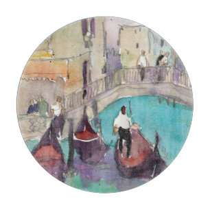 Ziele   Aquarell Venedig Gondelfahrt Schneidebrett