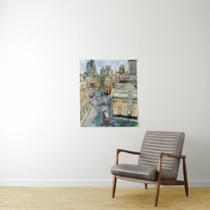 Ziele Aquarell Vintage London Straße Wandteppich