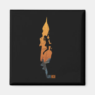 Ziele hoch - Felsberg-Kletter-Sport-T-Shirt Magnet