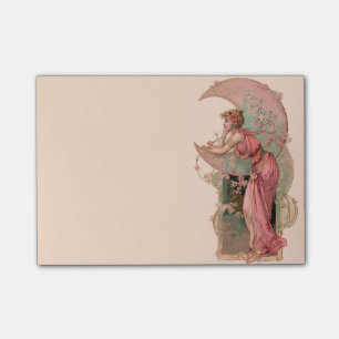 ZIELE/LADY DES MONDES MIT BLUME IN PINK POST-IT KLEBEZETTEL