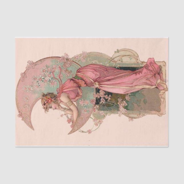 ZIELE/LADY DES MONDES MIT BLUME IN PINK SEIDENPAPIER (Vorderseite)