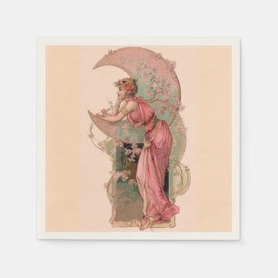ZIELE/LADY DES MONDES MIT BLUME IN PINK SERVIETTE