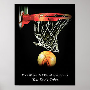 Ziele Motivierend Zitat Basketball Poster