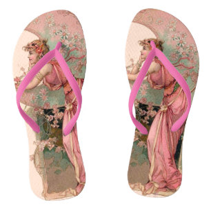 ZIELE/MUNDLADY MIT BLUME IN PINK FLIP FLOPS