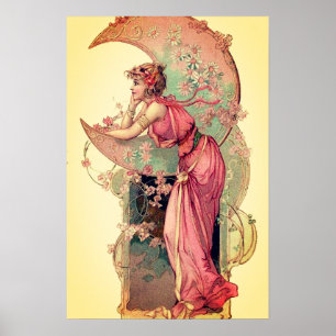 ZIELE/MUNDLADY MIT BLUME rosa Gelb Poster