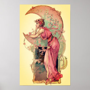 ZIELE/MUNDLADY MIT BLUME rosa Gelb Poster