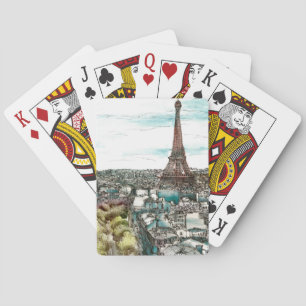 Ziele Vintage Eiffelturm in Paris Ansicht Spielkarten